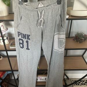 Gray PINK 81 Sweatpants S 1990’s vintage inseam 30 rise 10 waist is draw string.